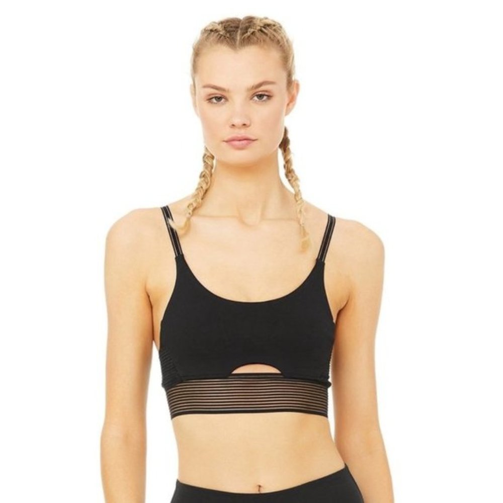 NWT Alo Yoga Line-Up Sports Bra - Size M - Black